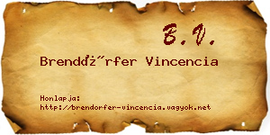 Brendörfer Vincencia névjegykártya